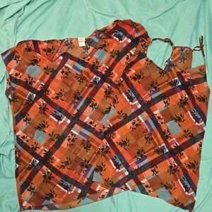 CAbi Women's Plaid Blouse - Orange and Blue